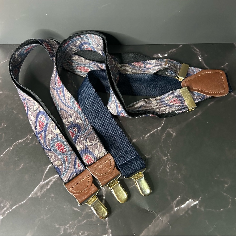 Paisley Navy Blue Suspenders